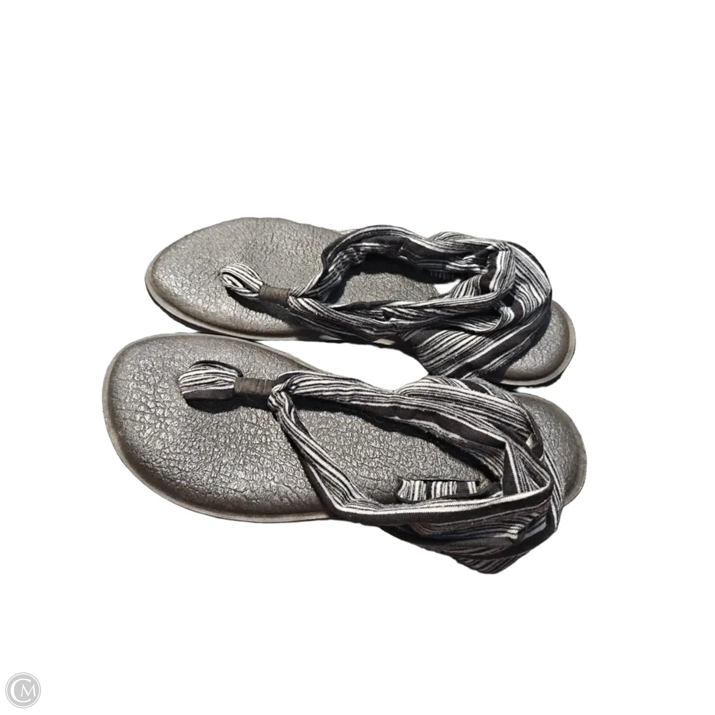 Sandals Flip Flops By Sanuk In Black & Grey, Size: 8