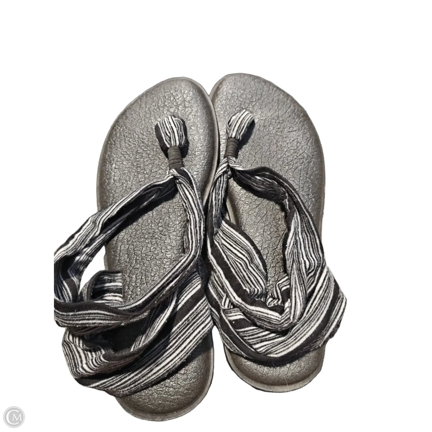 Sandals Flip Flops By Sanuk In Black & Grey, Size: 8