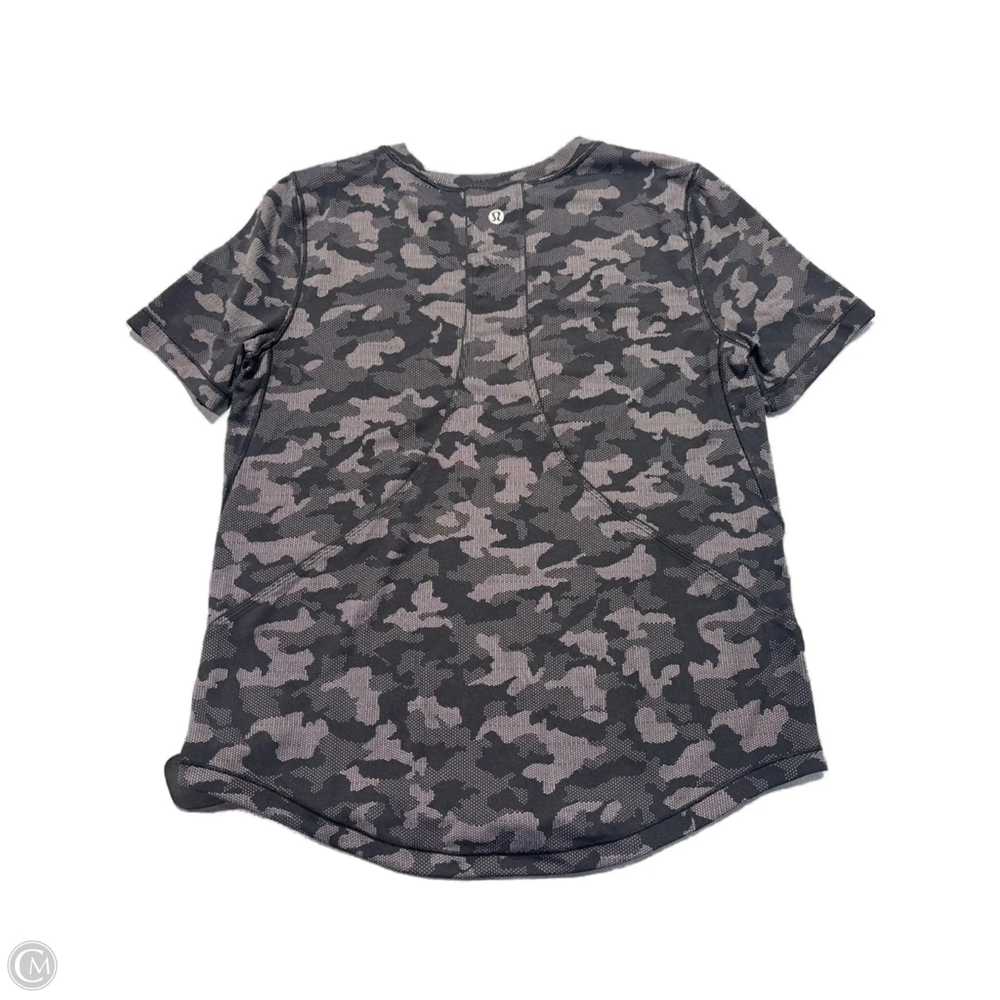 Athletic Top Short Sleeve By Lululemon In Black & Grey, Size: 4