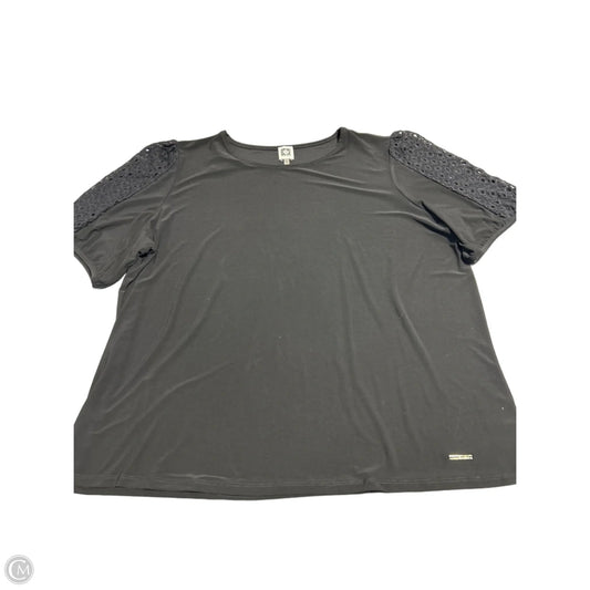Top Short Sleeve By Anne Klein In Black, Size: 3x