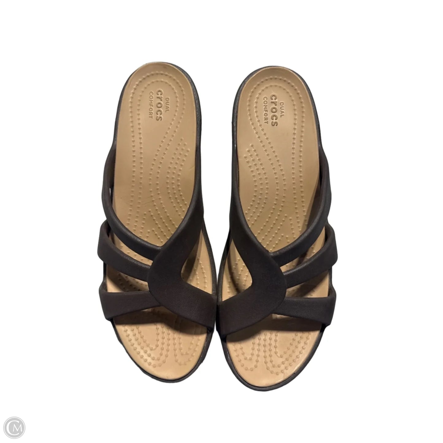 Sandals Flats By Crocs In Brown, Size: 10