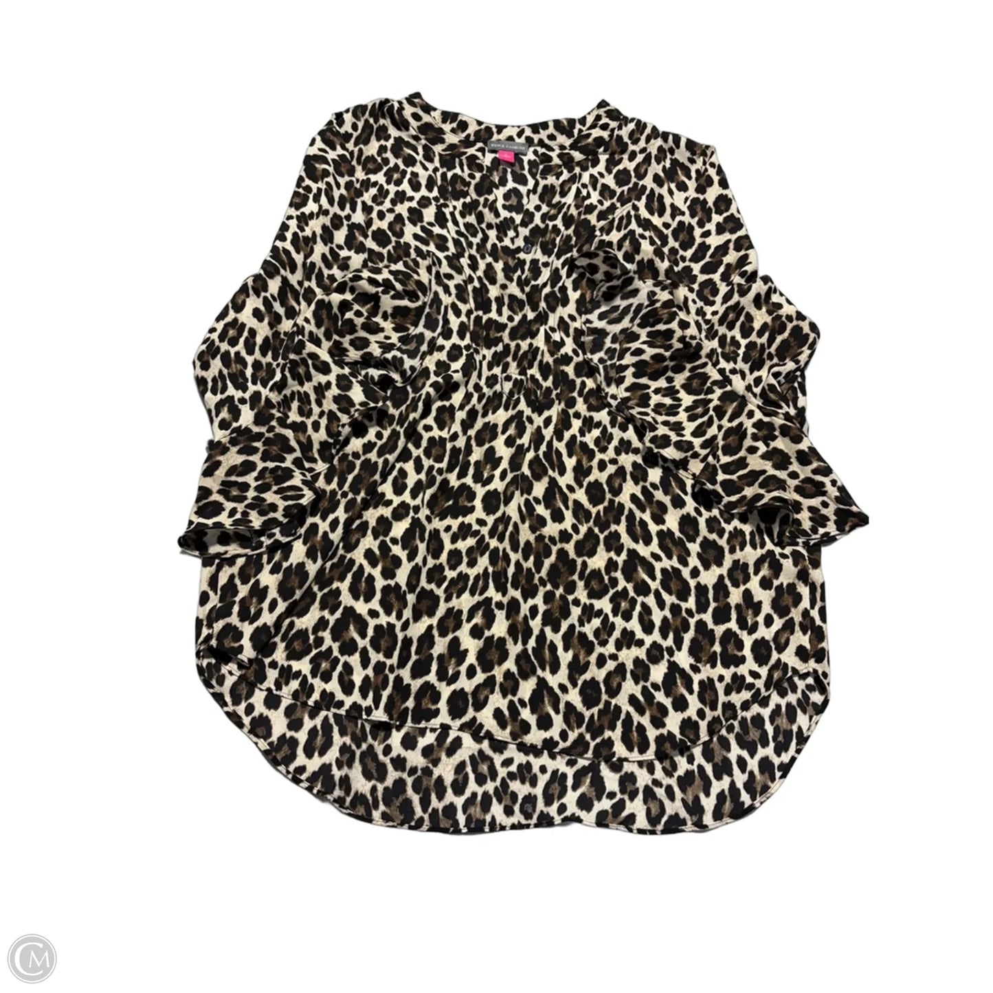Top Short Sleeve By Vince Camuto In Animal Print, Size: L