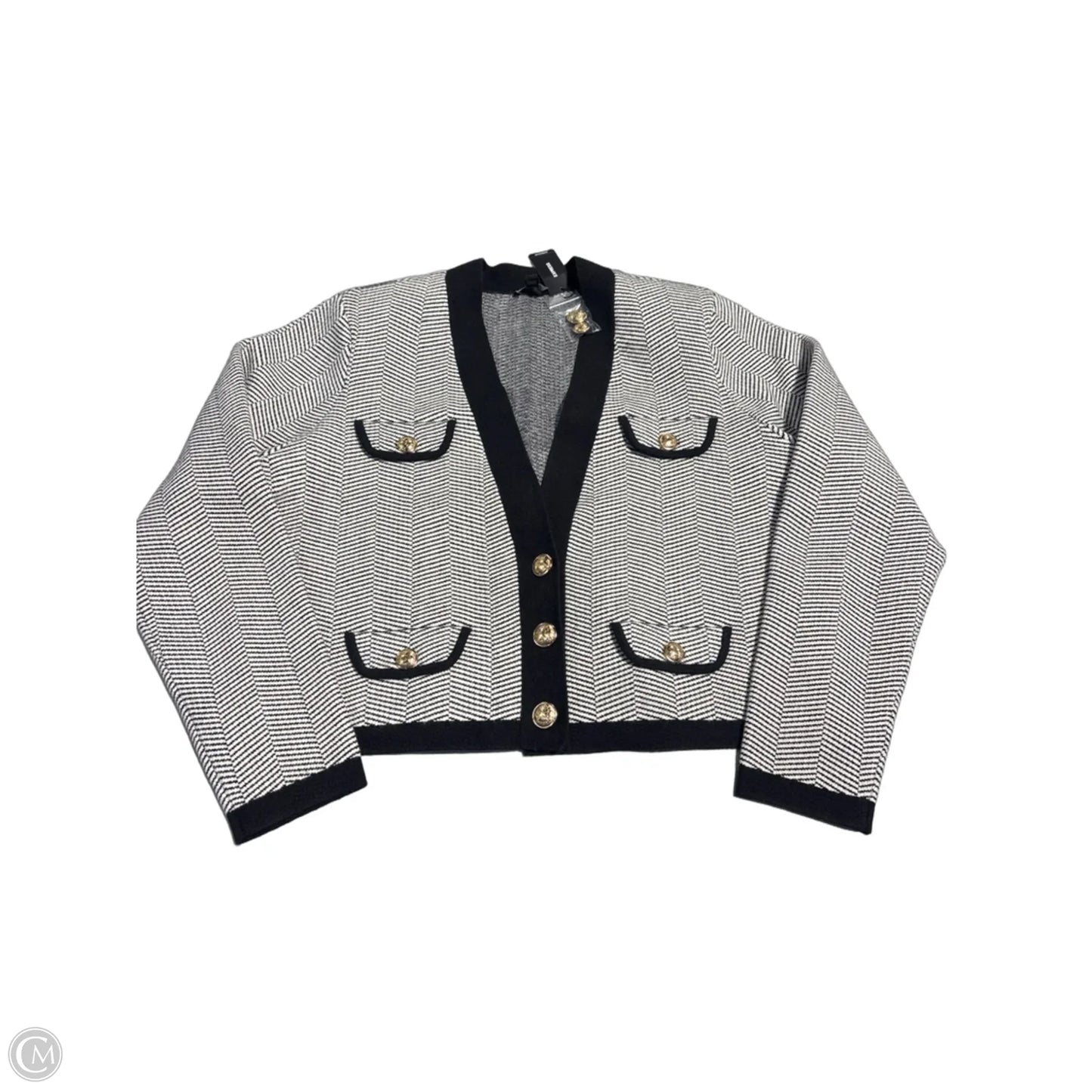 Cardigan By Express In Black & White, Size: Xl