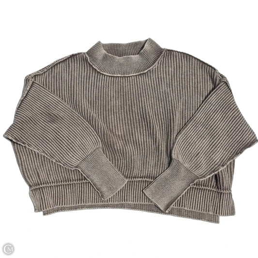 Sweatshirt Crewneck By Zenana In Brown & Cream, Size: S