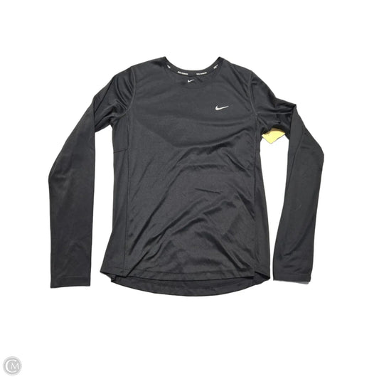 Athletic Top Long Sleeve Collar By Nike In Black, Size: M