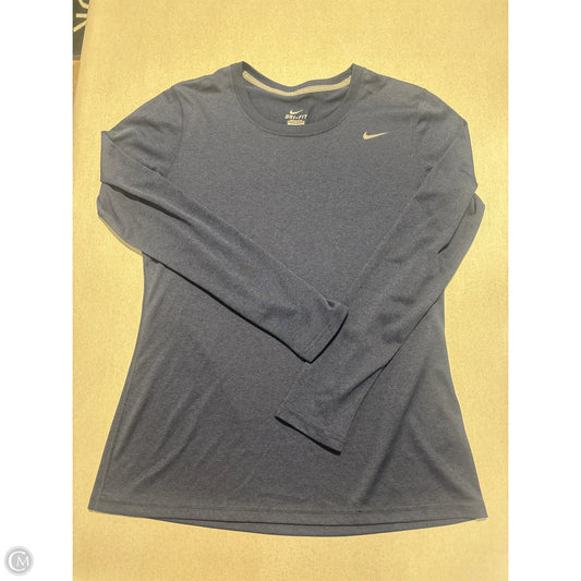 Athletic Top Long Sleeve Collar By Nike In Navy, Size: M