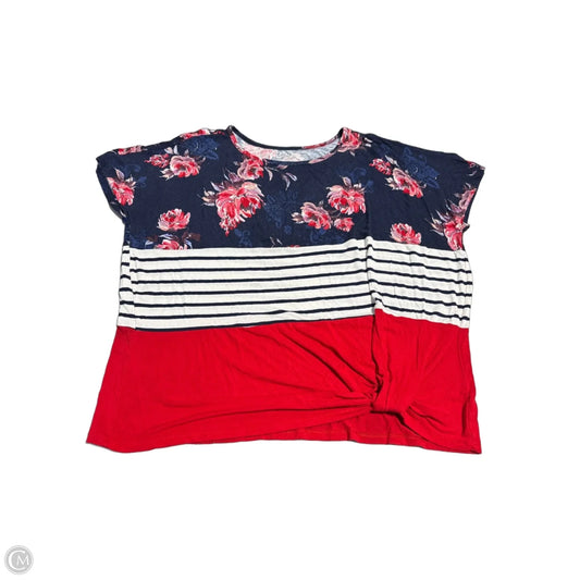 Top Short Sleeve By Maurices In Blue & Red, Size: 1x