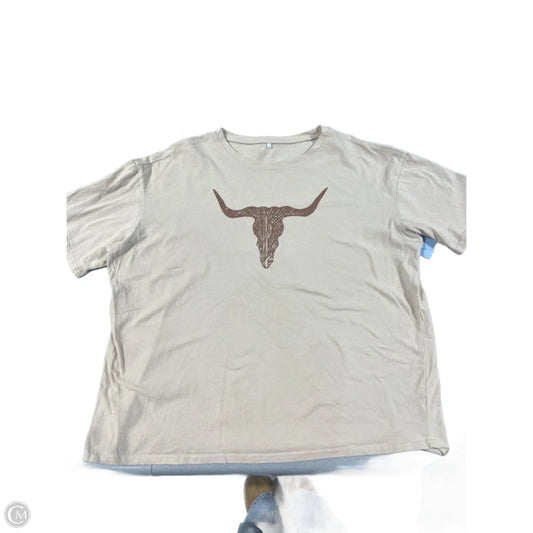 Top Short Sleeve By Cme In Tan, Size: Xl