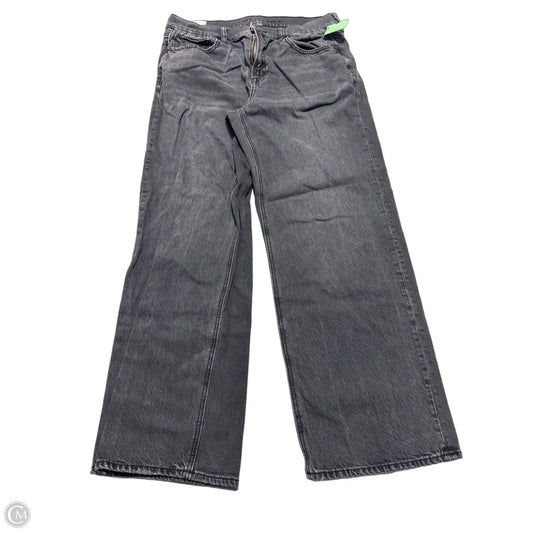 Jeans Wide Leg By American Eagle In Black Denim, Size: 8