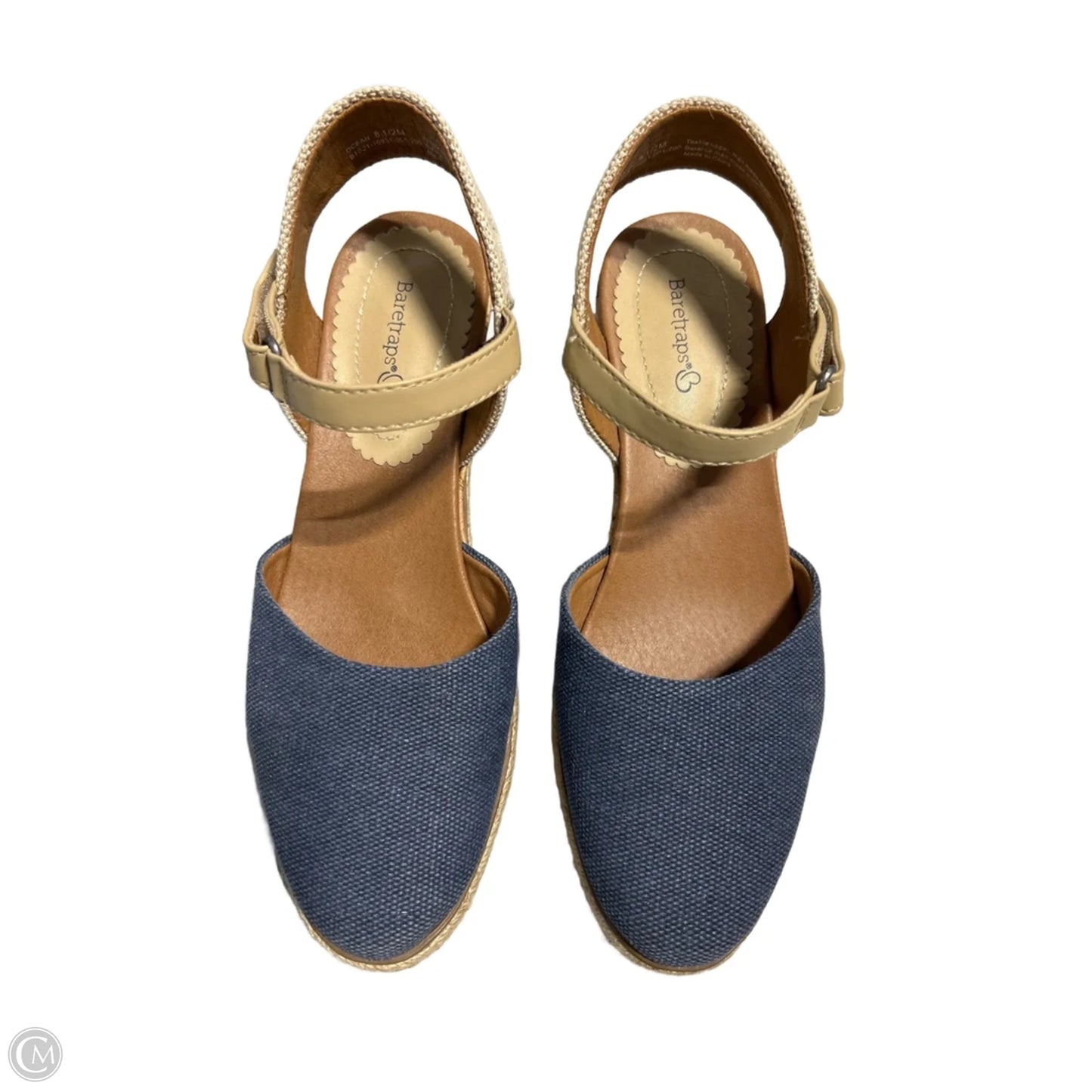 Sandals Heels Block By Bare Traps In Blue & Brown, Size: 8.5