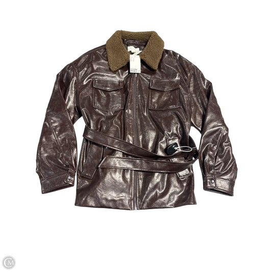 Jacket Leather By H&m In Brown, Size: M
