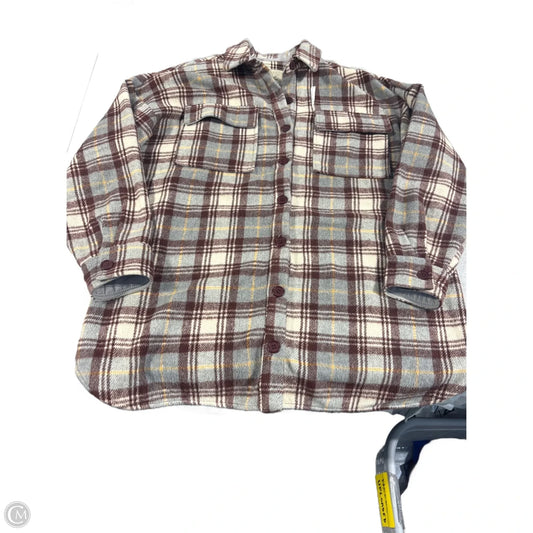Jacket Faux Fur & Sherpa By Fantastic Fawn In Plaid Pattern, Size: L