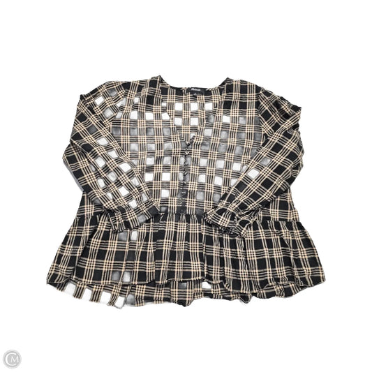 Top Long Sleeve By Cmb In Black & Brown, Size: Xl