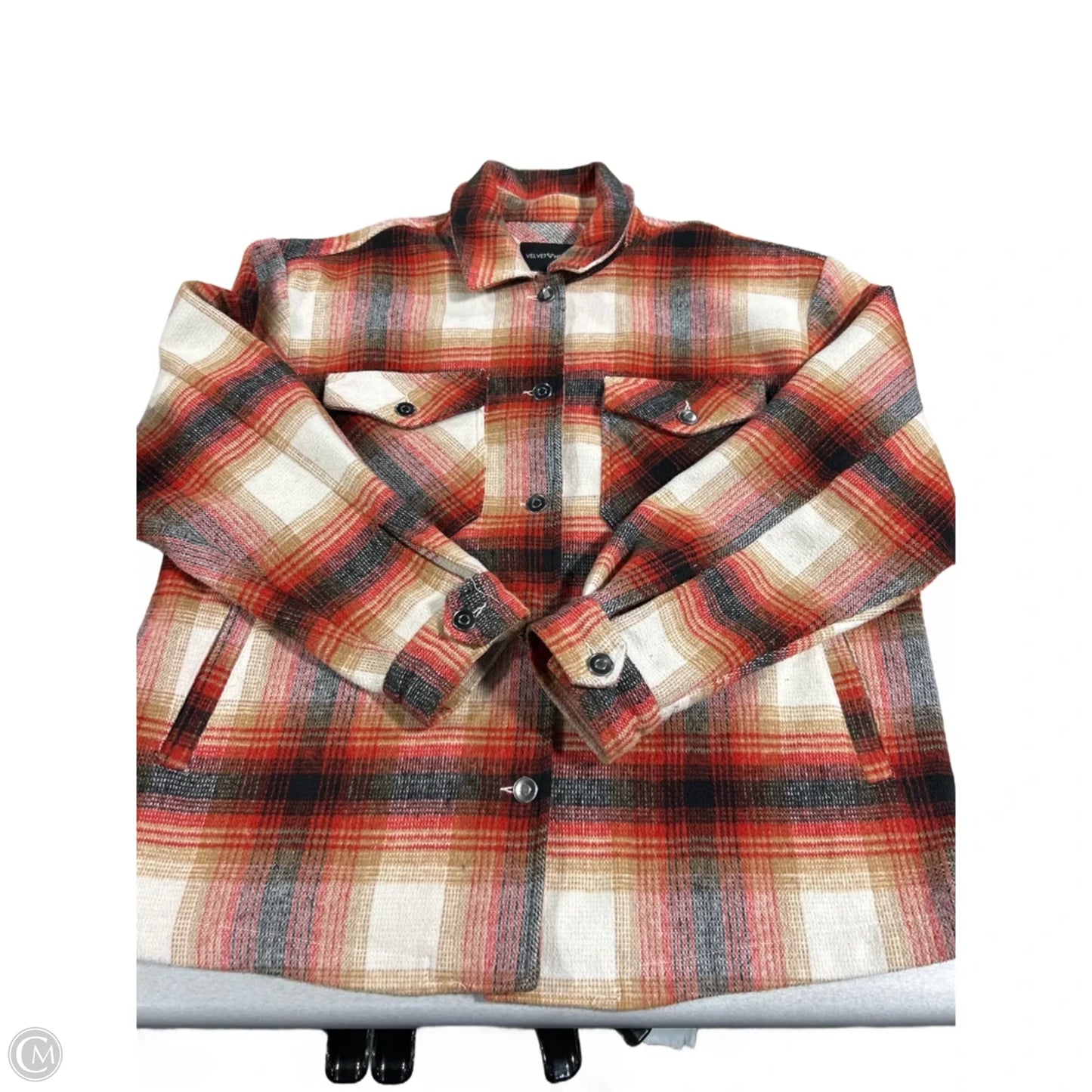Jacket Fleece By Velvet Heart In Plaid Pattern, Size: L