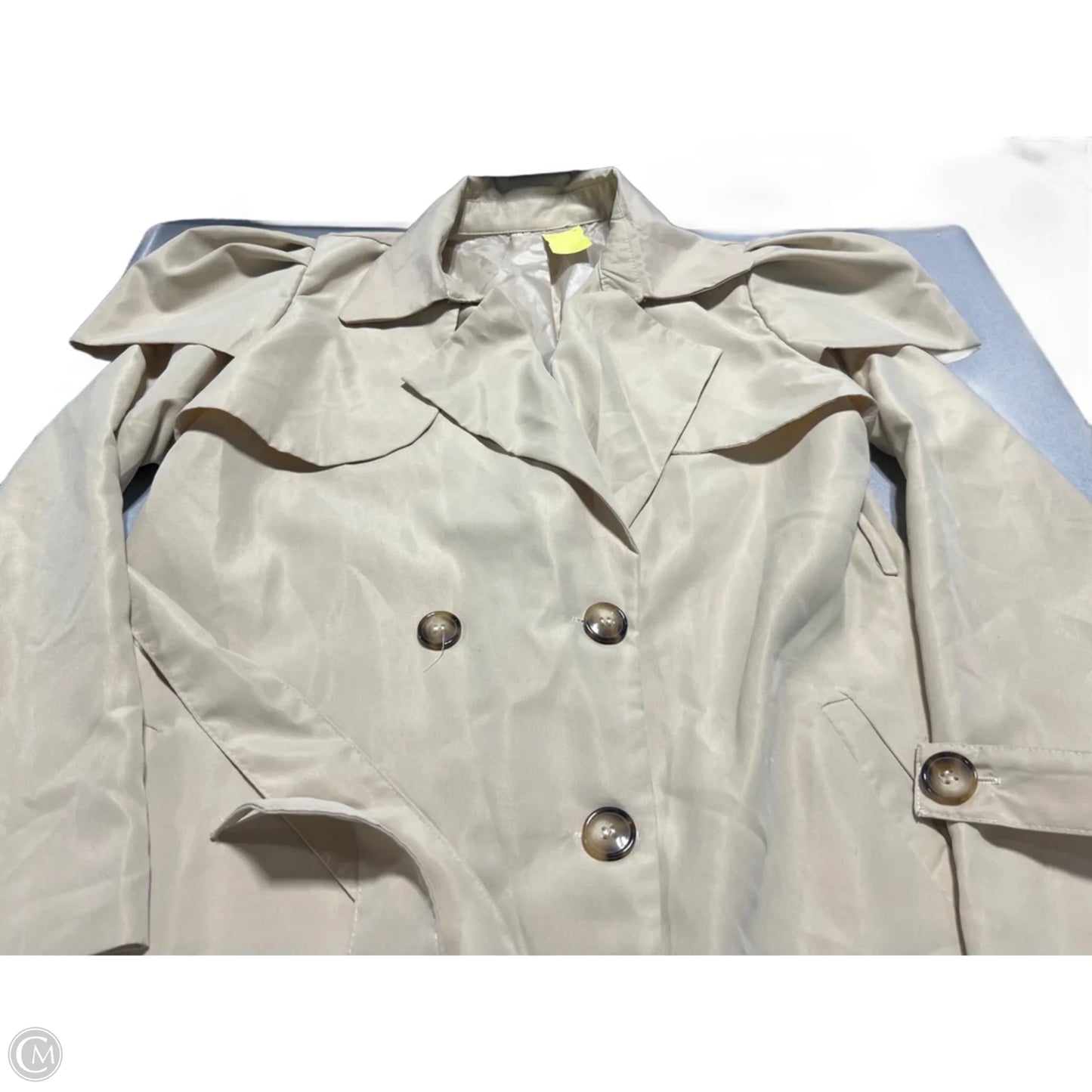 Coat Trench Coat By Cmb In Tan, Size: M