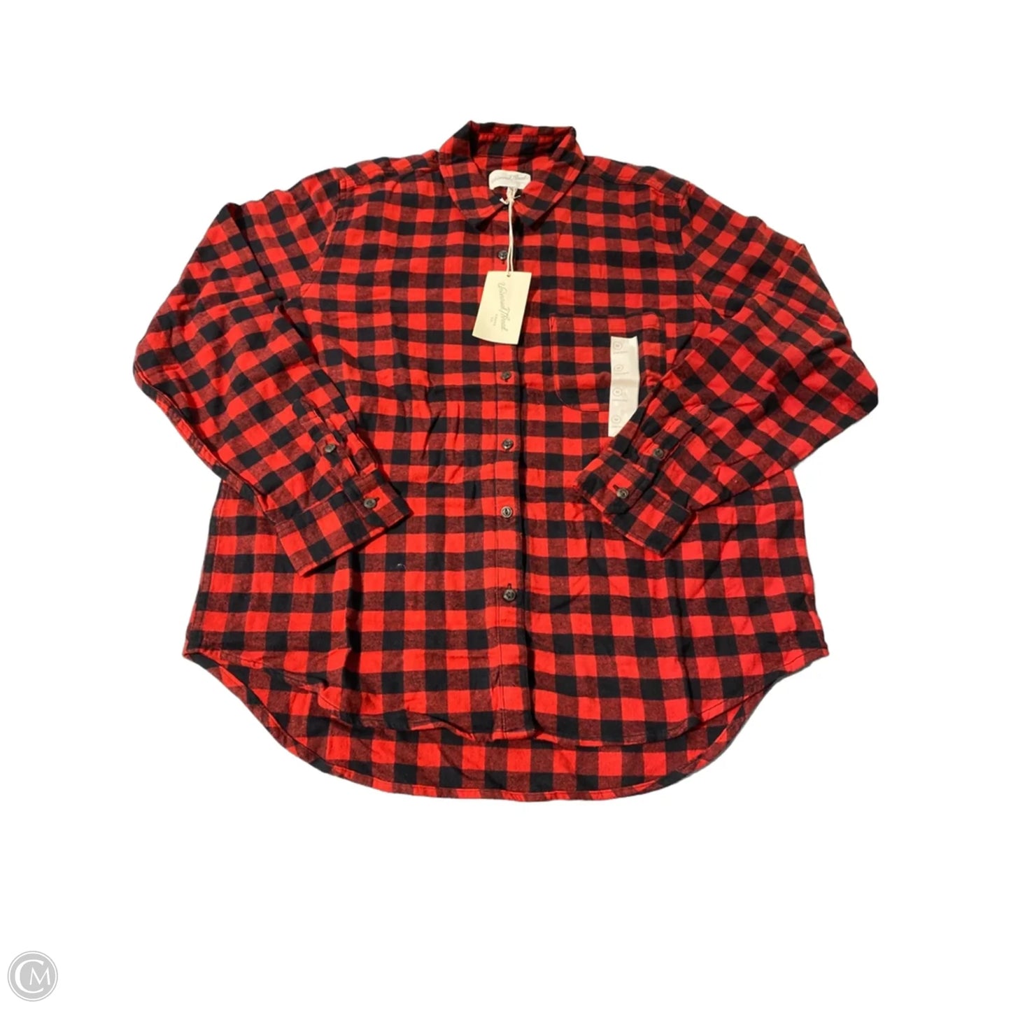 Top Long Sleeve By Universal Thread In Plaid Pattern, Size: M