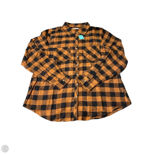 Top Long Sleeve By Maurices In Plaid Pattern, Size: M