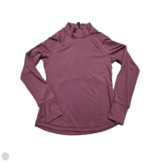 Athletic Top Long Sleeve Collar By Yogalicious In Maroon, Size: M