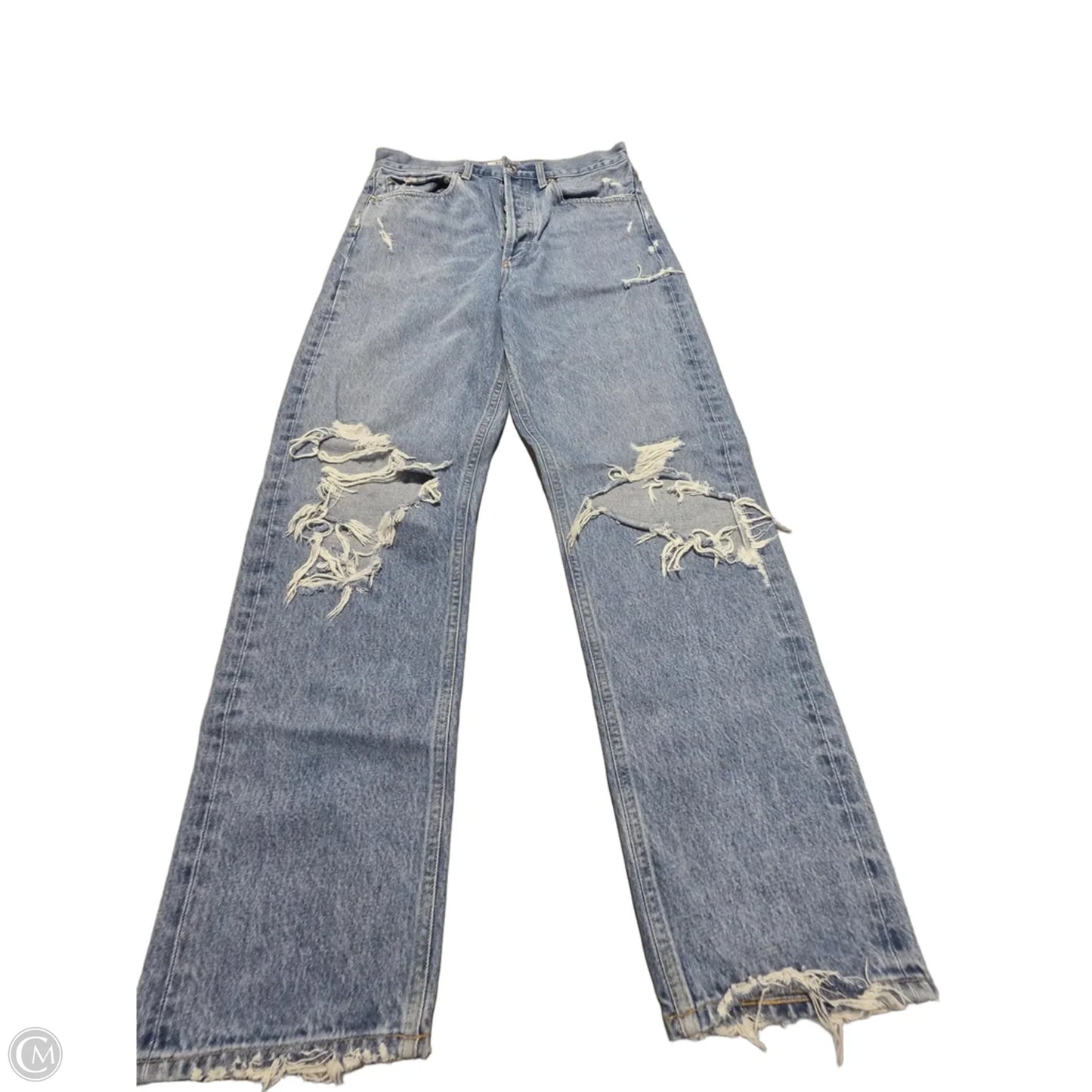 Jeans Straight By Agolde In Blue Denim, Size: 4