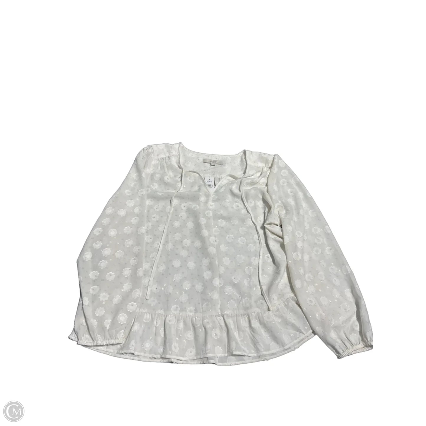 Top Long Sleeve By Loft In White, Size: Xl