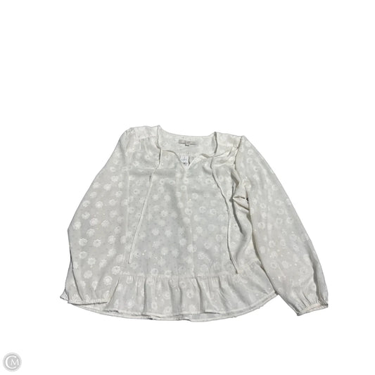 Top Long Sleeve By Loft In White, Size: Xl
