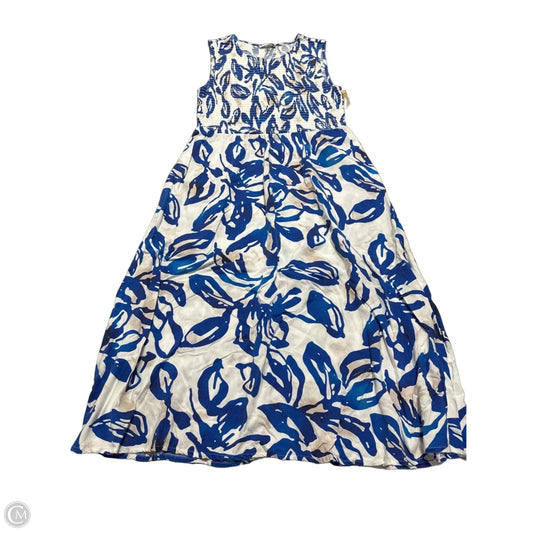 Dress Casual Maxi By Calvin Klein In Blue & White, Size: L