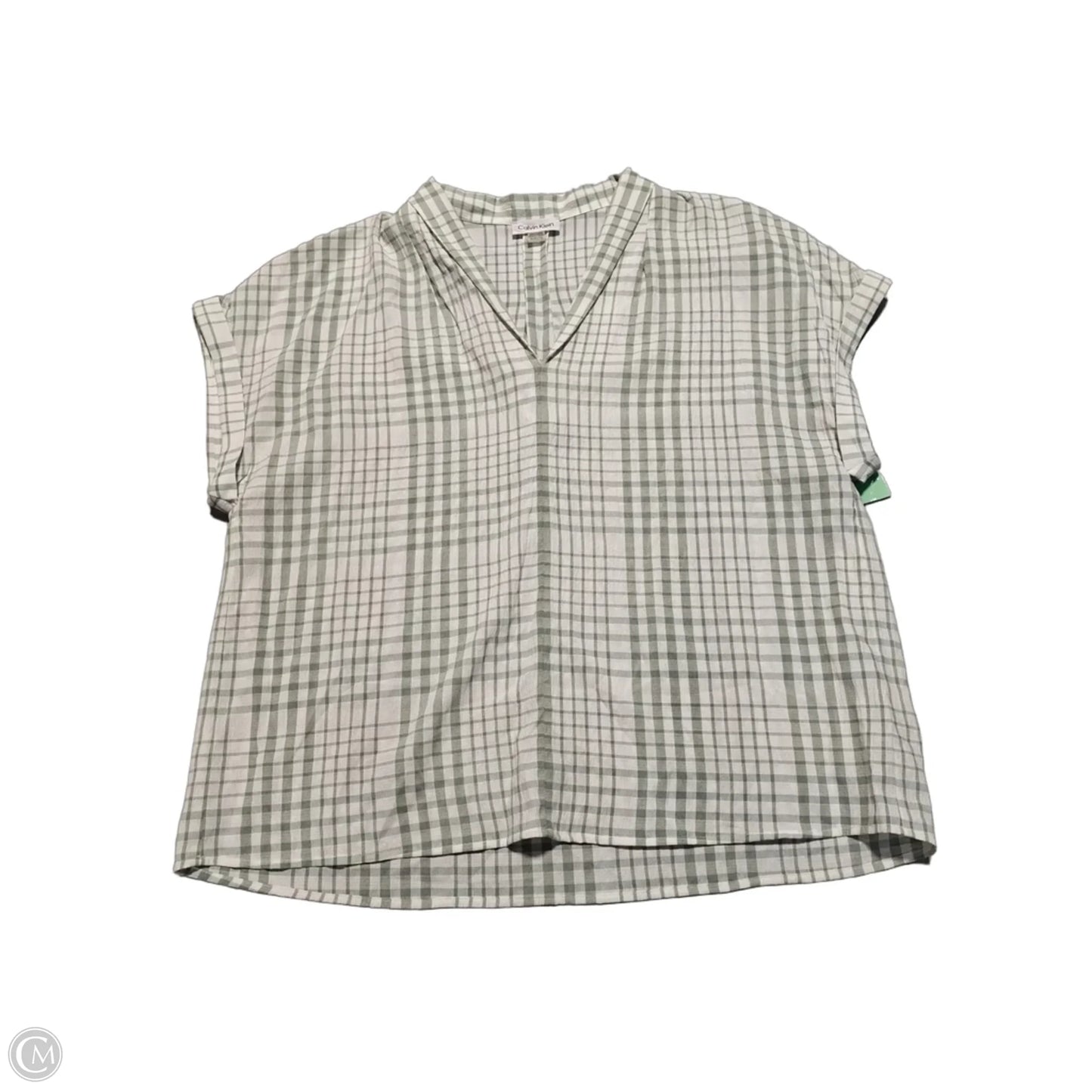 Top Sleeveless By Calvin Klein In Green & White, Size: Xl
