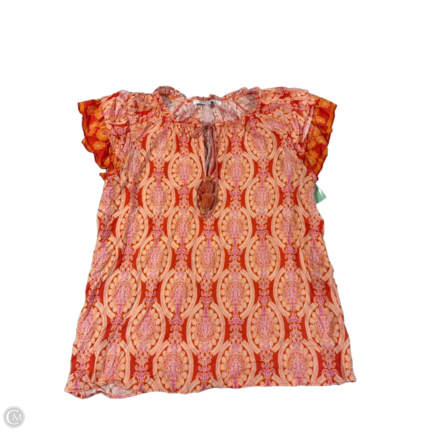Top Short Sleeve By Rose And Olive In Orange & Pink, Size: S