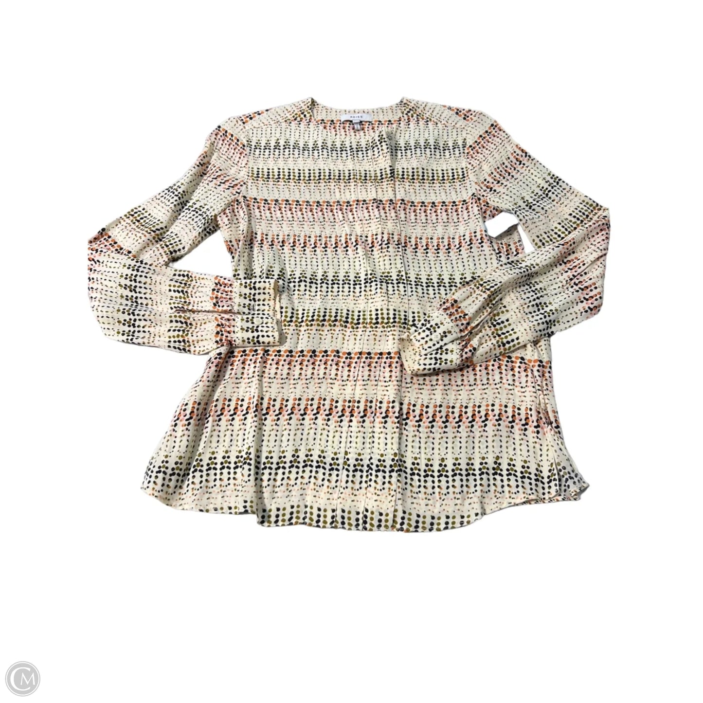 Blouse Long Sleeve By Reiss In Geometric Pattern, Size: S
