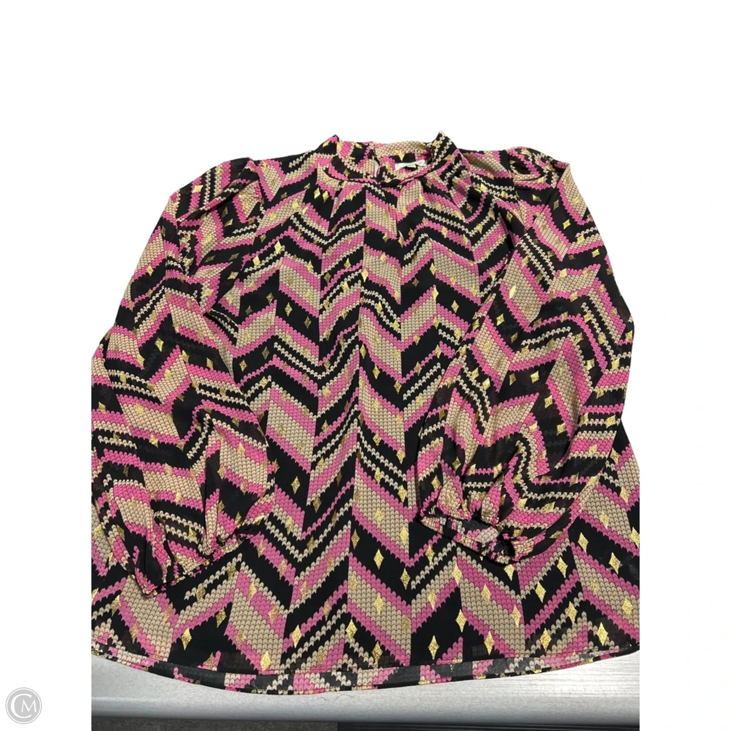 Blouse Long Sleeve By Jade In Geometric Pattern, Size: L
