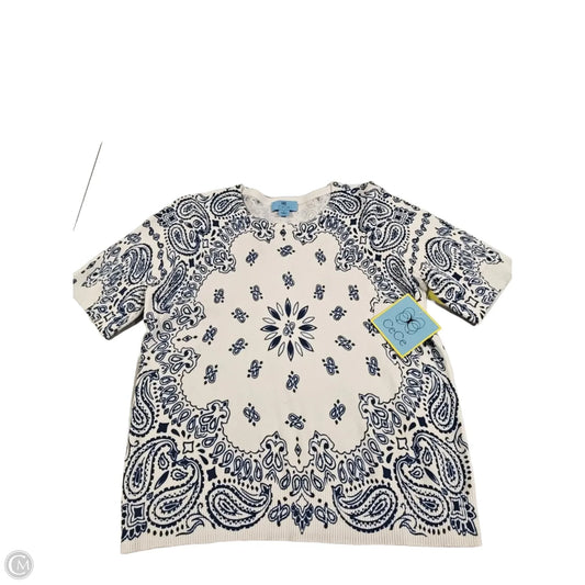 Top Short Sleeve By Cece In Blue & White, Size: M