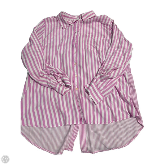 Top Long Sleeve By Jane And Delancey In Pink & White, Size: Xl