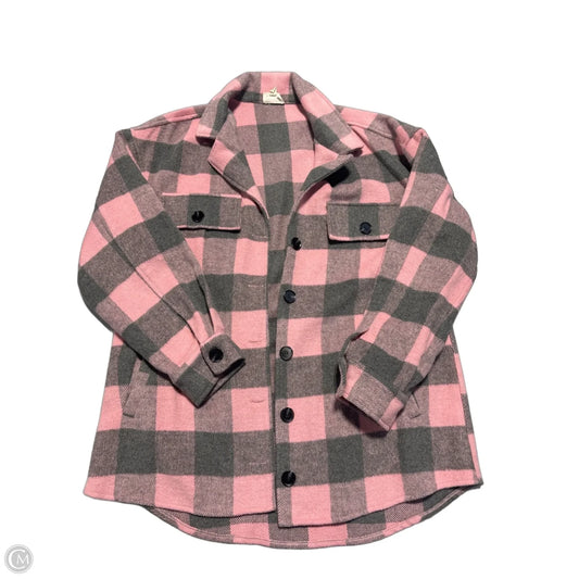 Jacket Shirt By Bibi In Green & Pink, Size: S