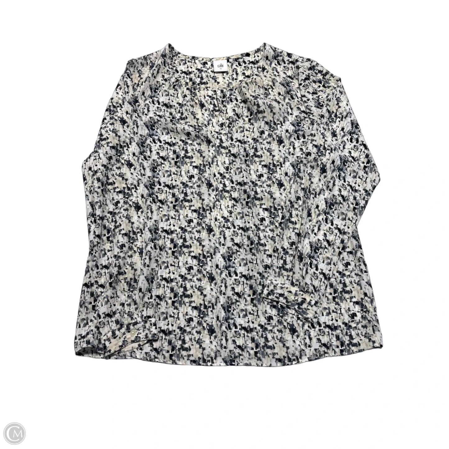 Blouse Long Sleeve By Cabi In Black & Cream, Size: L