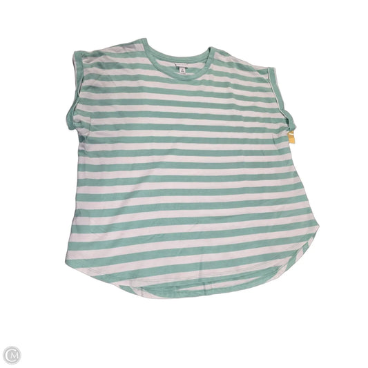Top Short Sleeve By Ava & Viv In Cream & Green, Size: 2x
