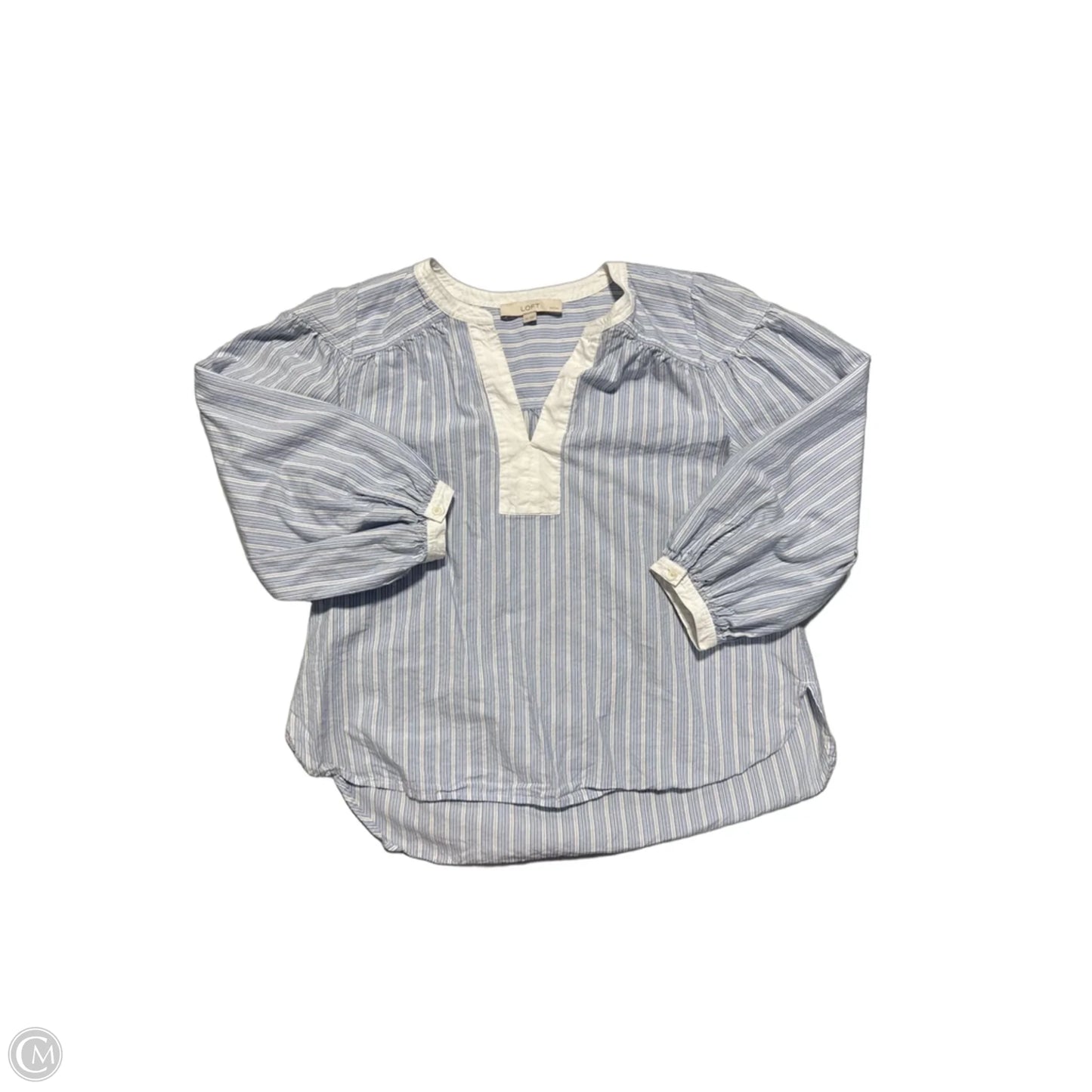 Blouse 3/4 Sleeve By Loft In Blue & White, Size: Mp