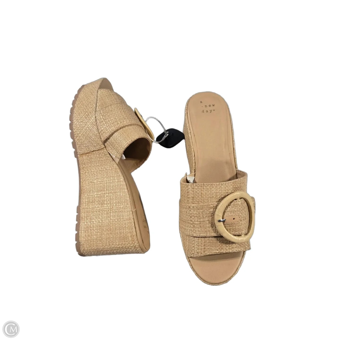 Sandals Heels Wedge By A New Day In Tan, Size: 10