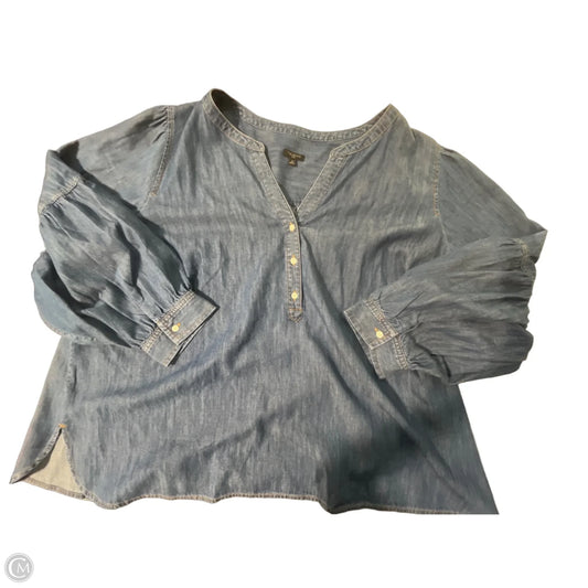 Top 3/4 Sleeve By Talbots In Blue Denim, Size: 3x