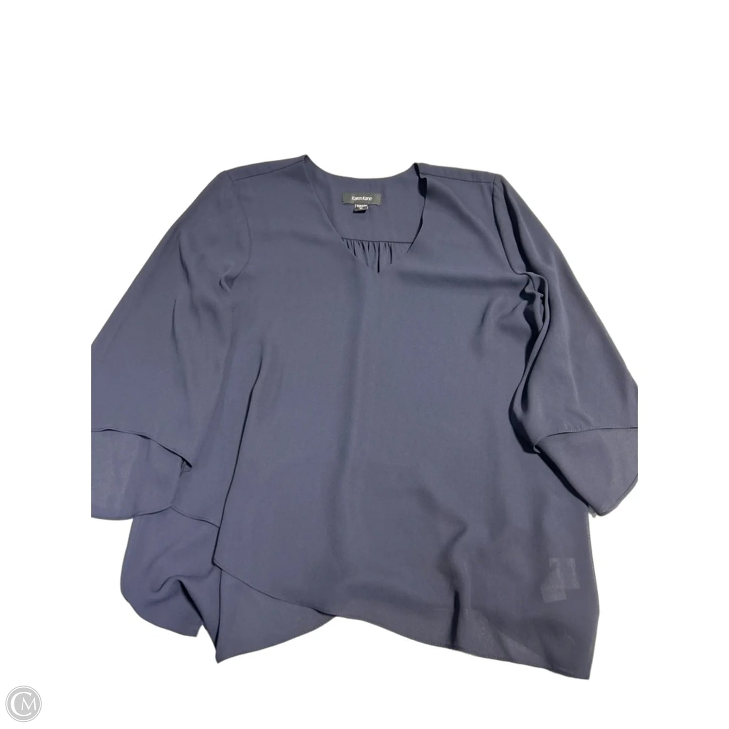 Top 3/4 Sleeve By Karen Kane In Blue, Size: M
