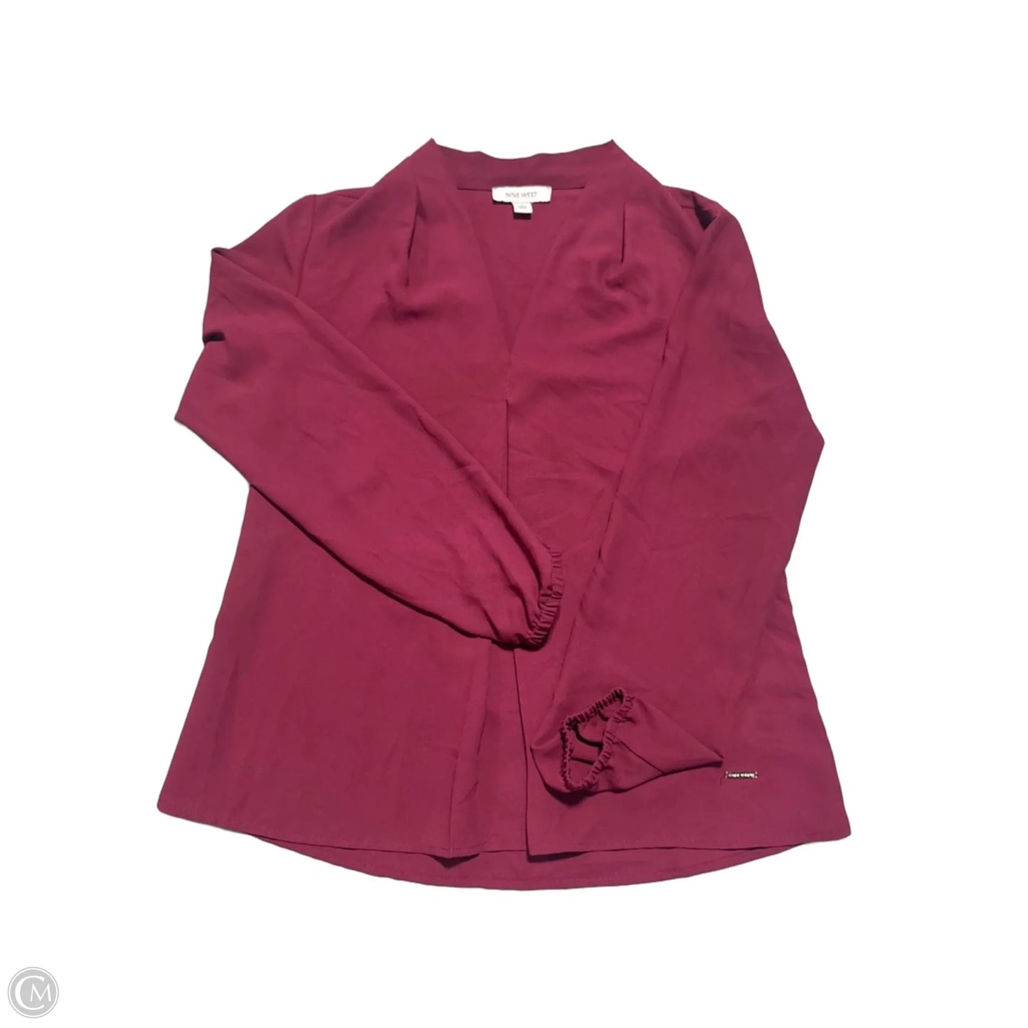 Blouse Long Sleeve By Nine West In Maroon, Size: S