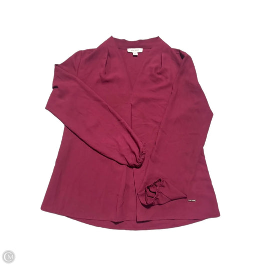 Blouse Long Sleeve By Nine West In Maroon, Size: S