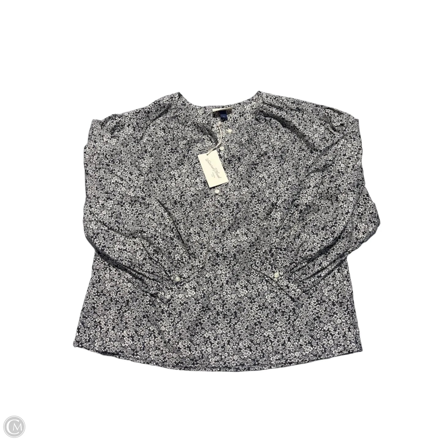Blouse Long Sleeve By Universal Thread In Black & Cream, Size: L