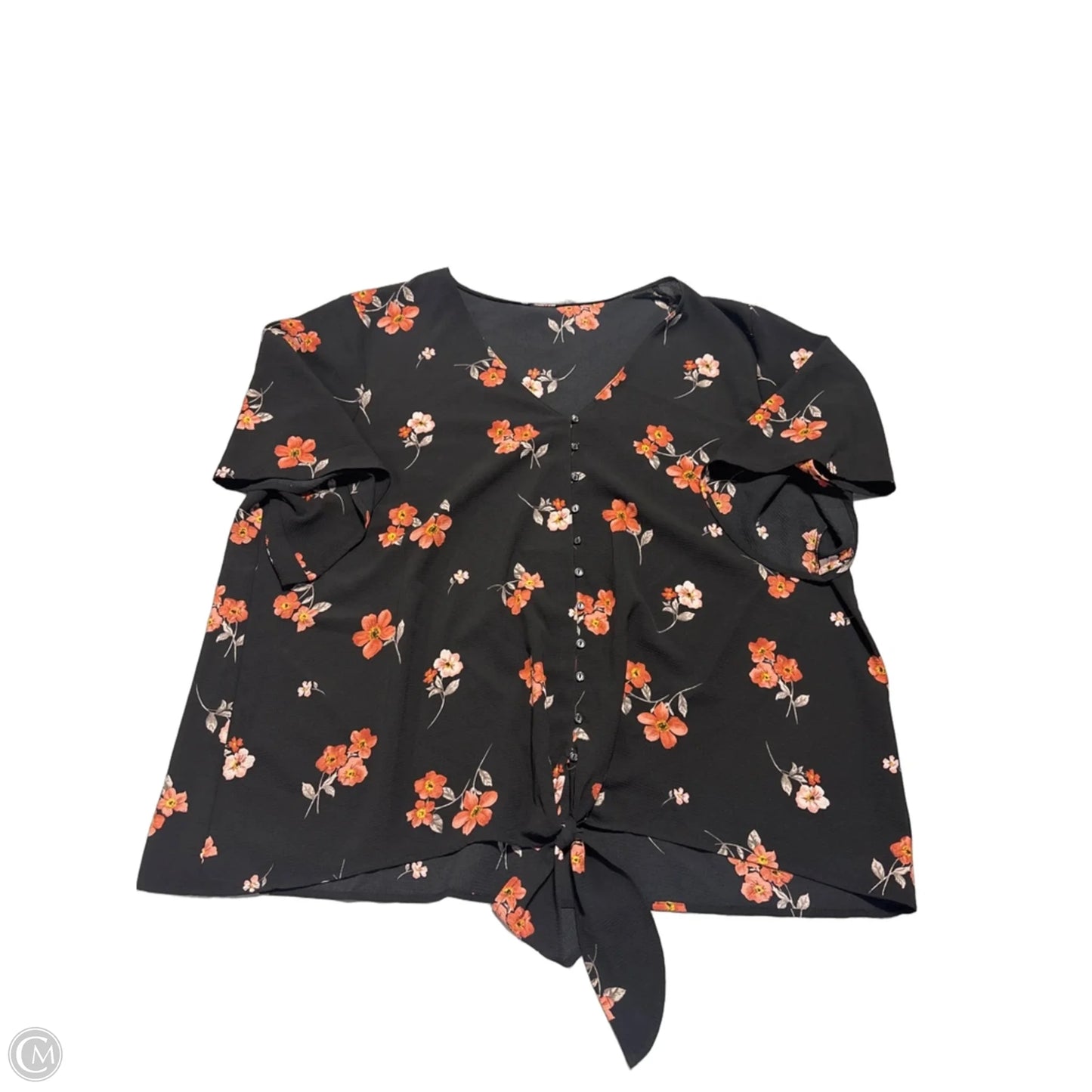Top Short Sleeve By Lush In Black & Orange, Size: 2x
