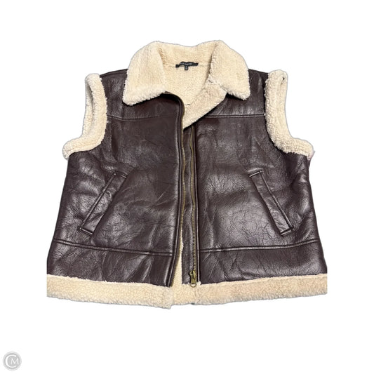 Vest Faux Fur & Sherpa By Blu Pepper In Brown & Tan, Size: L