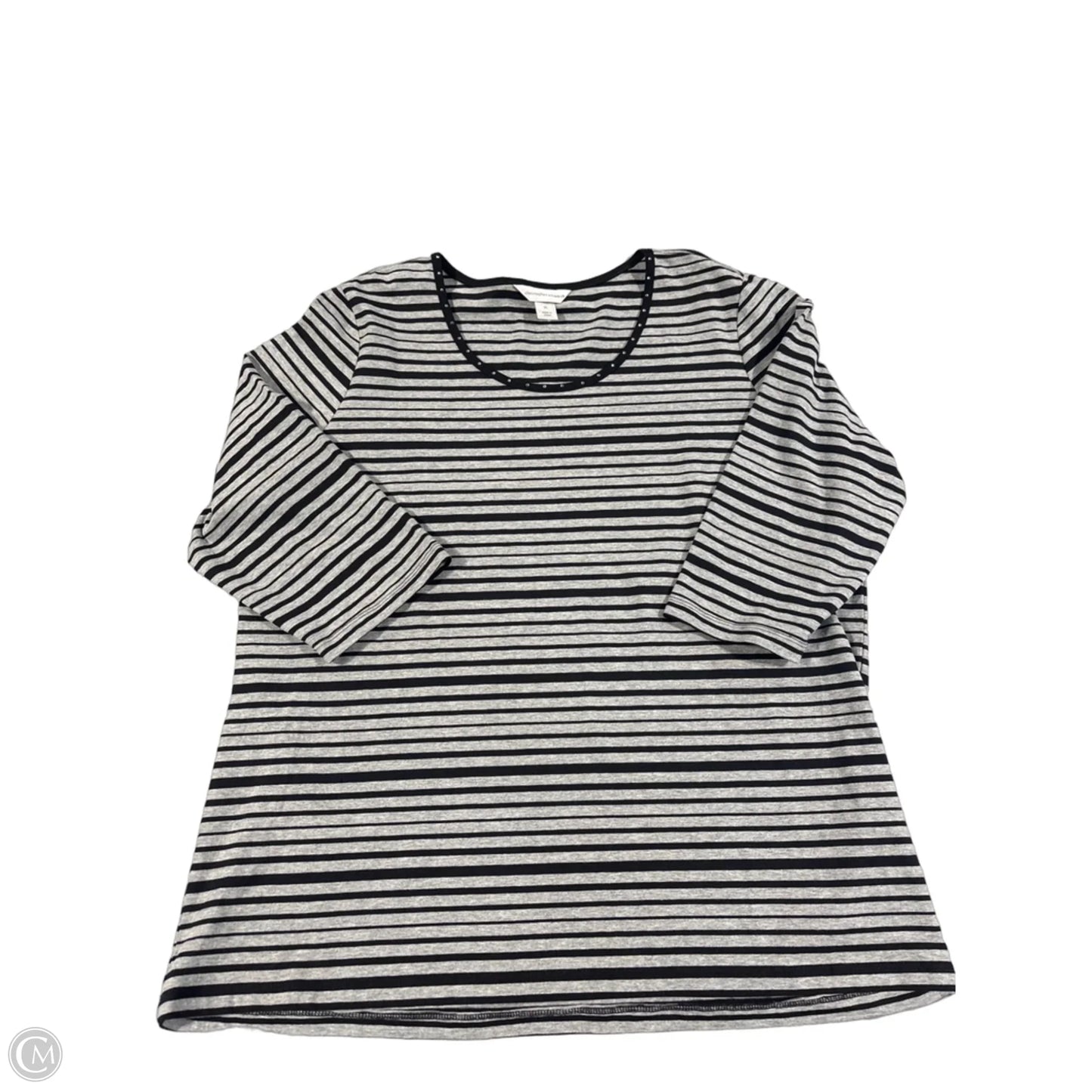 Top 3/4 Sleeve By Christopher And Banks In Black & Grey, Size: Xl