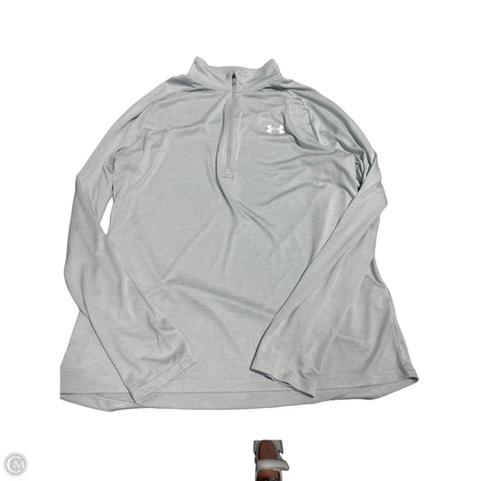 Athletic Top Long Sleeve Collar By Under Armour In Grey, Size: L