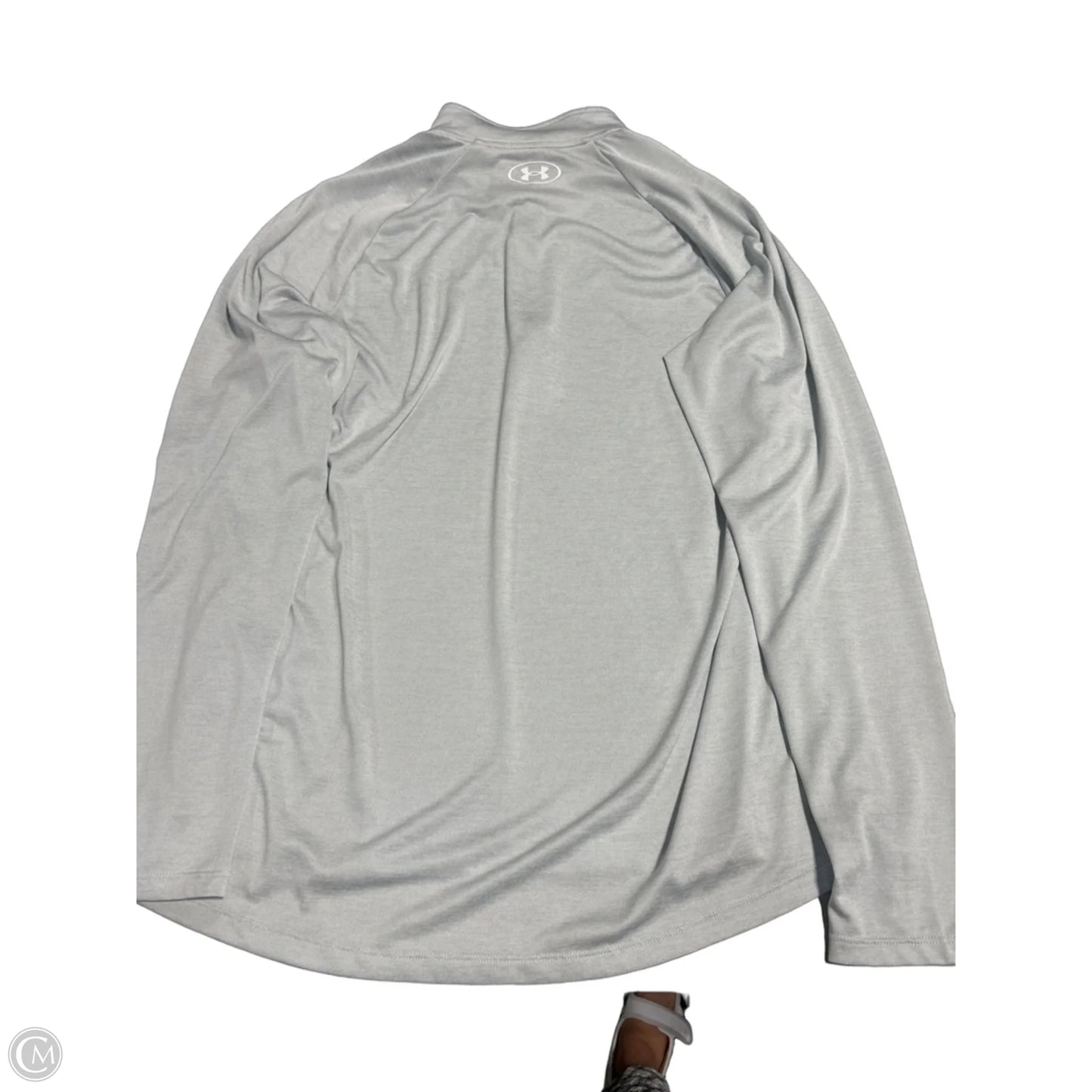 Athletic Top Long Sleeve Collar By Under Armour In Grey, Size: L