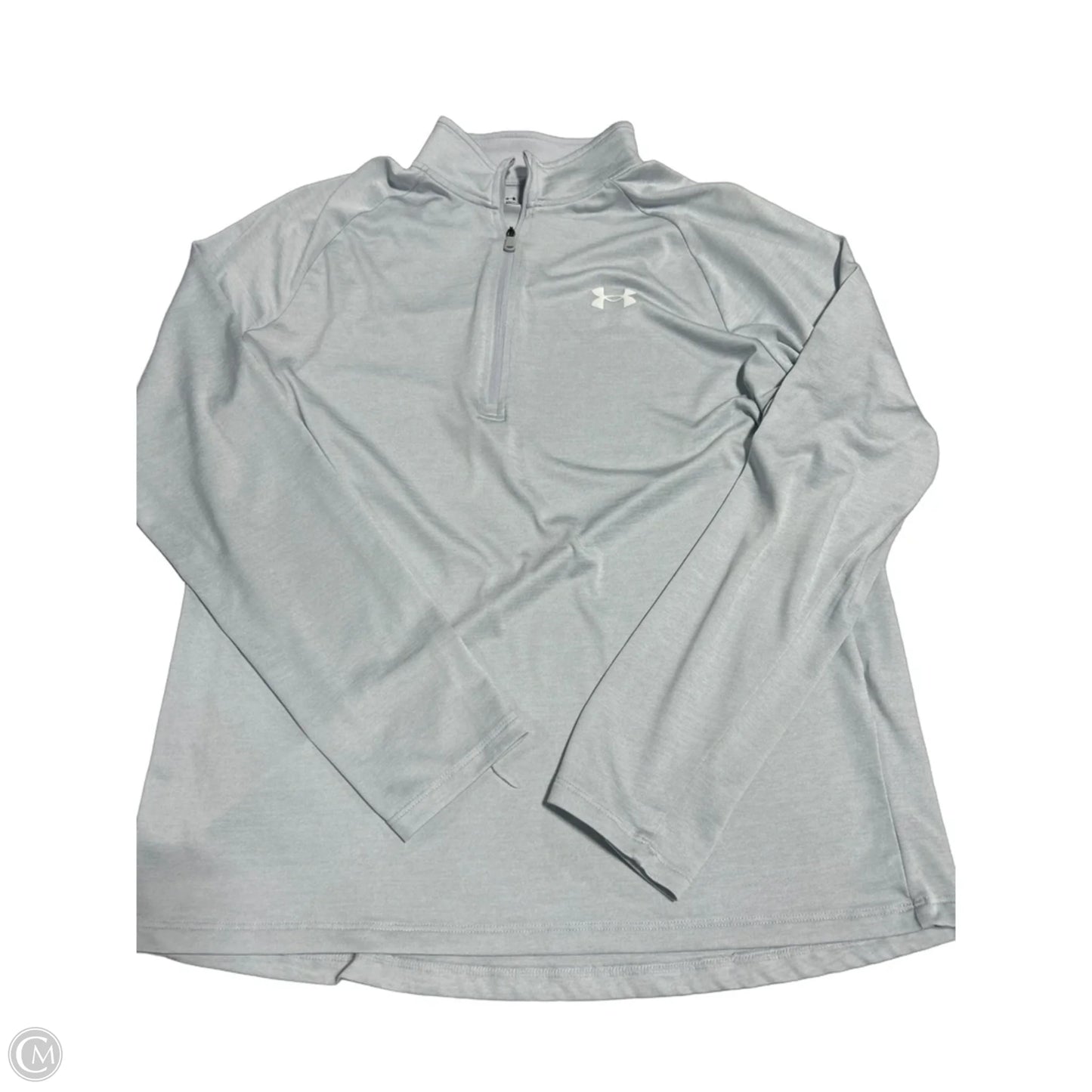 Athletic Top Long Sleeve Collar By Under Armour In Grey, Size: M
