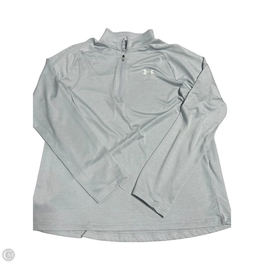 Athletic Top Long Sleeve Collar By Under Armour In Grey, Size: M