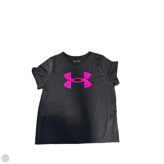 Athletic Top Short Sleeve By Under Armour In Black, Size: 1x